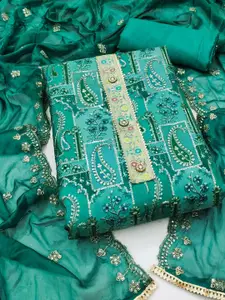 ASISA Paisley Embroidered Sequinned Organza Unstitched Dress Material