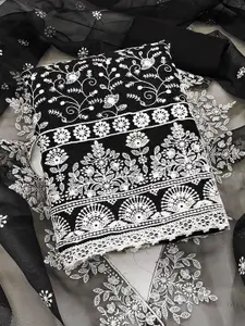 Ishin Floral Embroidered Organza Unstitched Dress Material