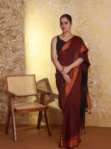 Indethnic Ethnic Motifs Zari Jamdani Saree