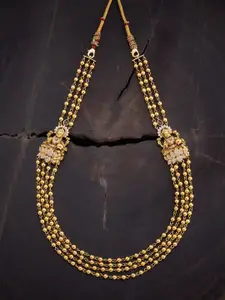 Kushal's Fashion Jewellery 92.5 Pure Silver Gold-Plated Layered Temple Necklace