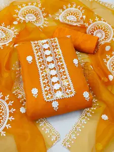 Ishin Floral Embroidered Organza Unstitched Dress Material