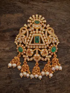 Kushal's Fashion Jewellery 92.5 Pure Silver Gold-Plated Stone Studded Contemporary Pendant