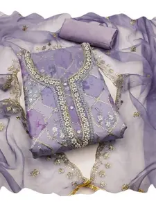 ASISA Geometric Embroidered Sequinned Organza Unstitched Dress Material