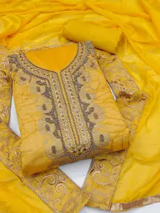 Ishin Ethnic Motifs Embroidered Beads and Stones Unstitched Dress Material