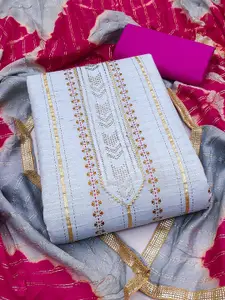 Ishin Ethnic Motifs Embroidered Zari Unstitched Dress Material