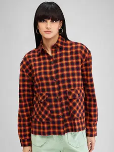 SPYKAR Women Boxy Buffalo Checks Opaque Checked Casual Shirt
