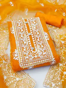 Ishin Floral Embroidered Organza Unstitched Dress Material