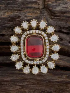 Kushal's Fashion Jewellery Kundan Stones Studded Adjustable Finger Ring