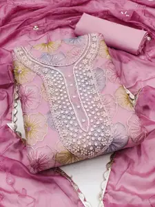 ASISA Floral Embroidered Beads and Stones Organza Unstitched Dress Material