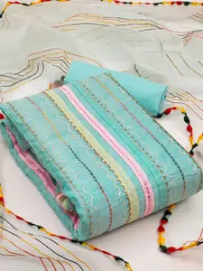 Ishin Geometric Embroidered Zari Unstitched Dress Material