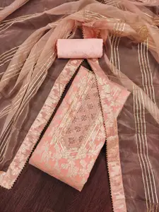 Ishin Woven Design Beads & Stones Pure Silk Unstitched Dress Material