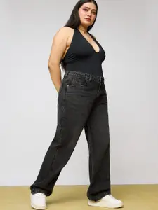 FREAKINS Women Straight Fit High-Rise Cotton Light Fade Jeans