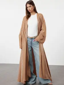 Trendyol Self Design V-Neck Longline Open Front Shrug