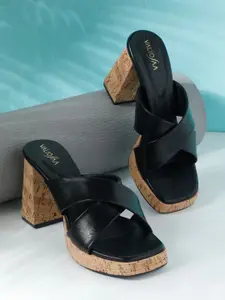 VALIOSAA Cross Strap Solid Block Sandals