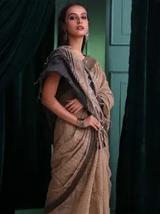 Indethnic Ethnic Motifs Zari Jamdani Saree With Blouse Piece