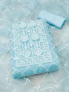 Ishin Floral Embroidered Organza Unstitched Dress Material