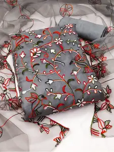 Ishin Floral Embroidered Organza Unstitched Dress Material