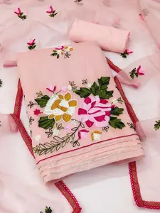 Ishin Floral Embroidered Pure Silk Unstitched Dress Material