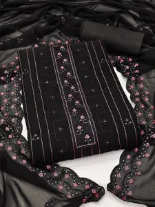 Ishin Geometric Embroidered Sequinned Silk Georgette Unstitched Dress Material