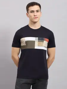 Monte Carlo Men Abstract Printed Round Neck Cotton T-shirt