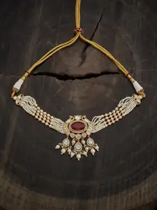 Kushal's Fashion Jewellery Copper Kundan Studded Layered Necklace