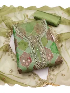 ASISA Geometric Embroidered Sequinned Organza Unstitched Dress Material