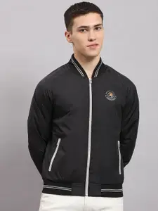 Monte Carlo Men Solid Mock Collar Bomber Jacket