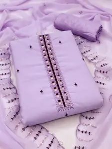 Ishin Geometric Embroidered Sequinned Silk Georgette Unstitched Dress Material