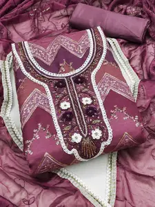 ASISA Floral Embroidered Sequinned Organza Unstitched Dress Material