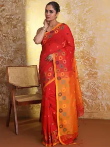 Indethnic Woven Design Jamdani Cotton Blend Saree