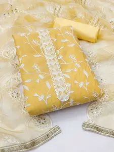 Ishin Floral Embroidered Pure Silk Unstitched Dress Material