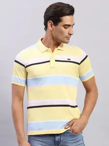 Monte Carlo Men Striped Polo Collar Cotton T-shirt