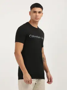 Calvin Klein Jeans Men Typography Extended Sleeves Raw Edge Slim Fit T-shirt