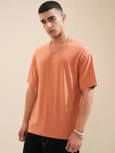 HIGHLANDER Men Solid Round Neck Cotton Oversized Sports T-Shirt