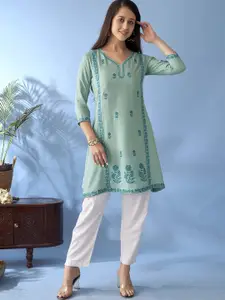 Anouk Floral Embroidered A-Line Kurta