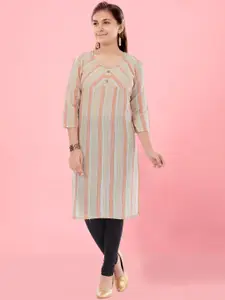 BAESD Girls Striped Printed Regular Cotton Straight Kurta