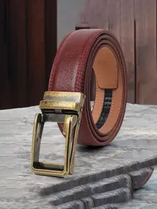 INVICTUS Men Slider Buckle Closure Solid Textured Casual Belt