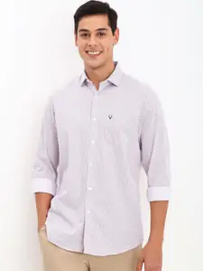 Allen Solly Men Spread Collar Micro Ditsy Printed Cotton Slim Fit Casual Shirt