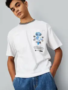max Boys Floral Printed Round Neck Cotton Oversized T-Shirt