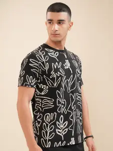 HIGHLANDER Men Floral Printed Round Neck Cotton T-Shirt