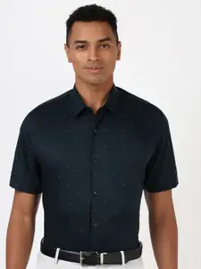 Peter England Men Spread Collar Micro Ditsy Printed Cotton Formal Shirt