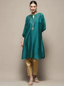 Biba Keyhole Neck Thread Work Straight Kurta