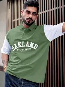 Maniac Men Typography Printed Polo Collar Cotton Oversized T-Shirt