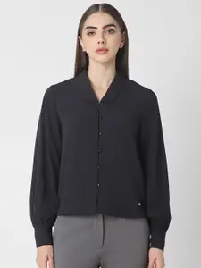 Van Heusen Woman Women Spread Collar Solid Formal Shirt
