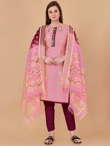 LADY SHOPI Ethnic Motifs Woven Design Sequinned Unstitched Dress Material