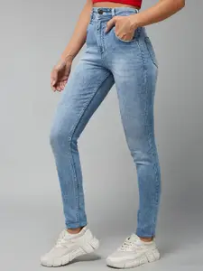 DOLCE CRUDO Slim Fit High Rise Regular Length Light Wash Denim Stretchable Jeans