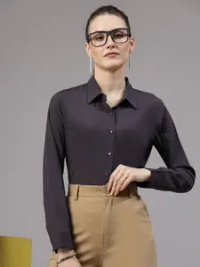Style Quotient Women Smart Spread Collar Striped Formal Shirt