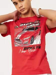 max Boys Graphic Printed Round Neck Cotton T-Shirt