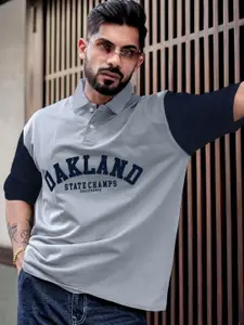 Maniac Men Typography Printed Polo Collar Cotton Oversized T-Shirt