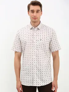 Allen Solly Men Spread Collar Micro Ditsy Printed Cotton Slim Fit Casual Shirt